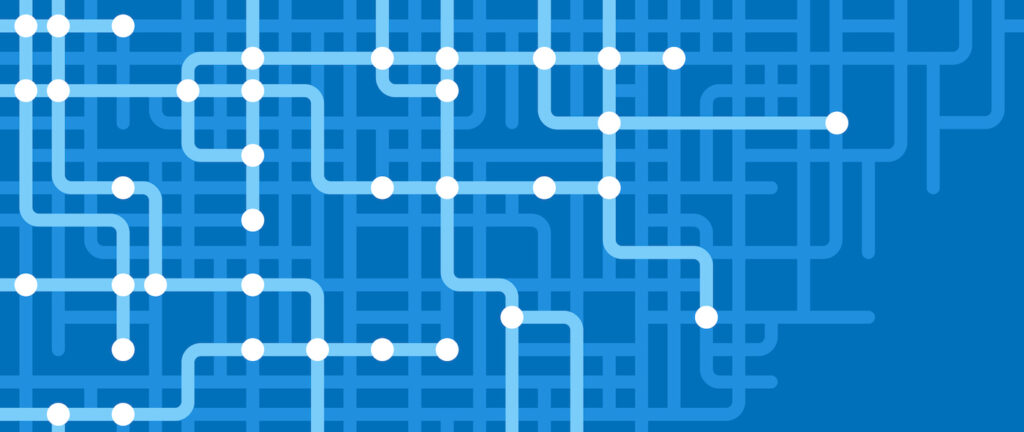 Decentralized network nodes connections pathway guide abstract connection background pattern.