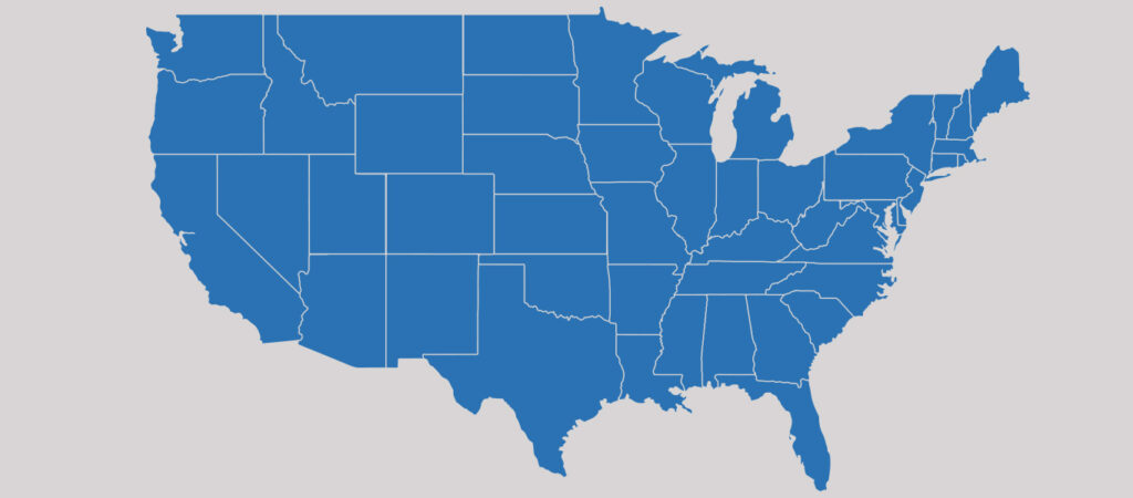 blue map of U.S.A