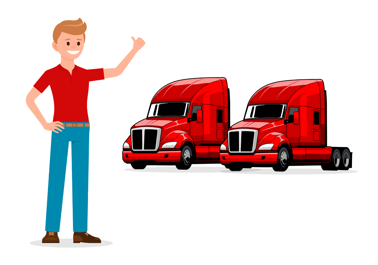 Man with red trucks