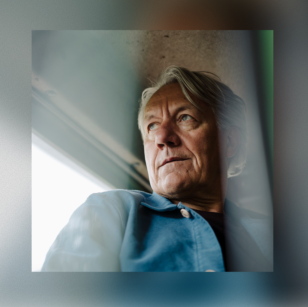 closeup of farmer in tractor