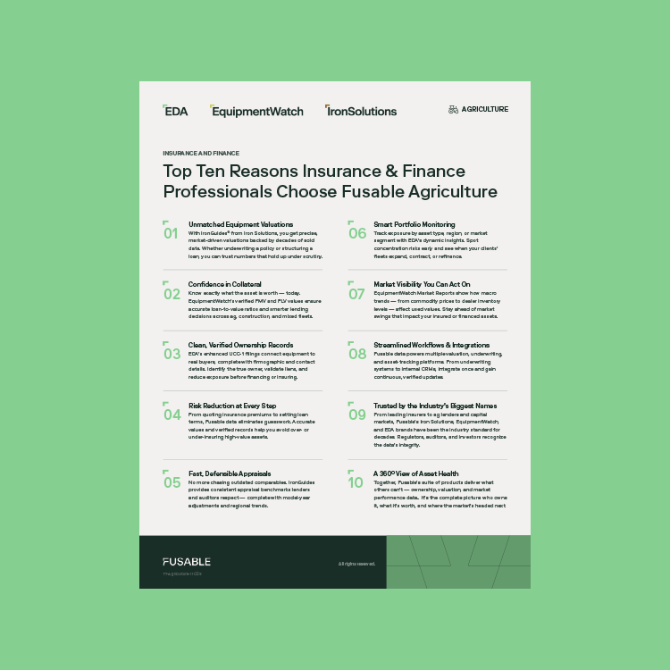 Top Ten Reasons Finance and Insurance Professionals Choose Fusable Agriculture