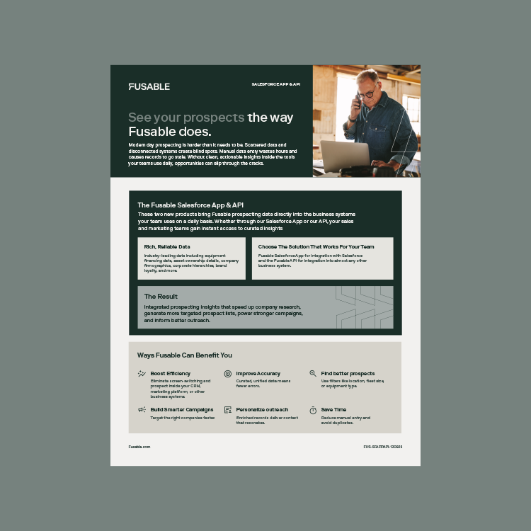 Fusable API and Salesforce App One Pager