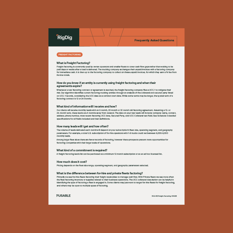 RigDig Freight Factoring FAQ