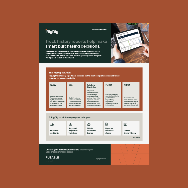 RigDig Truck History Report One Pager