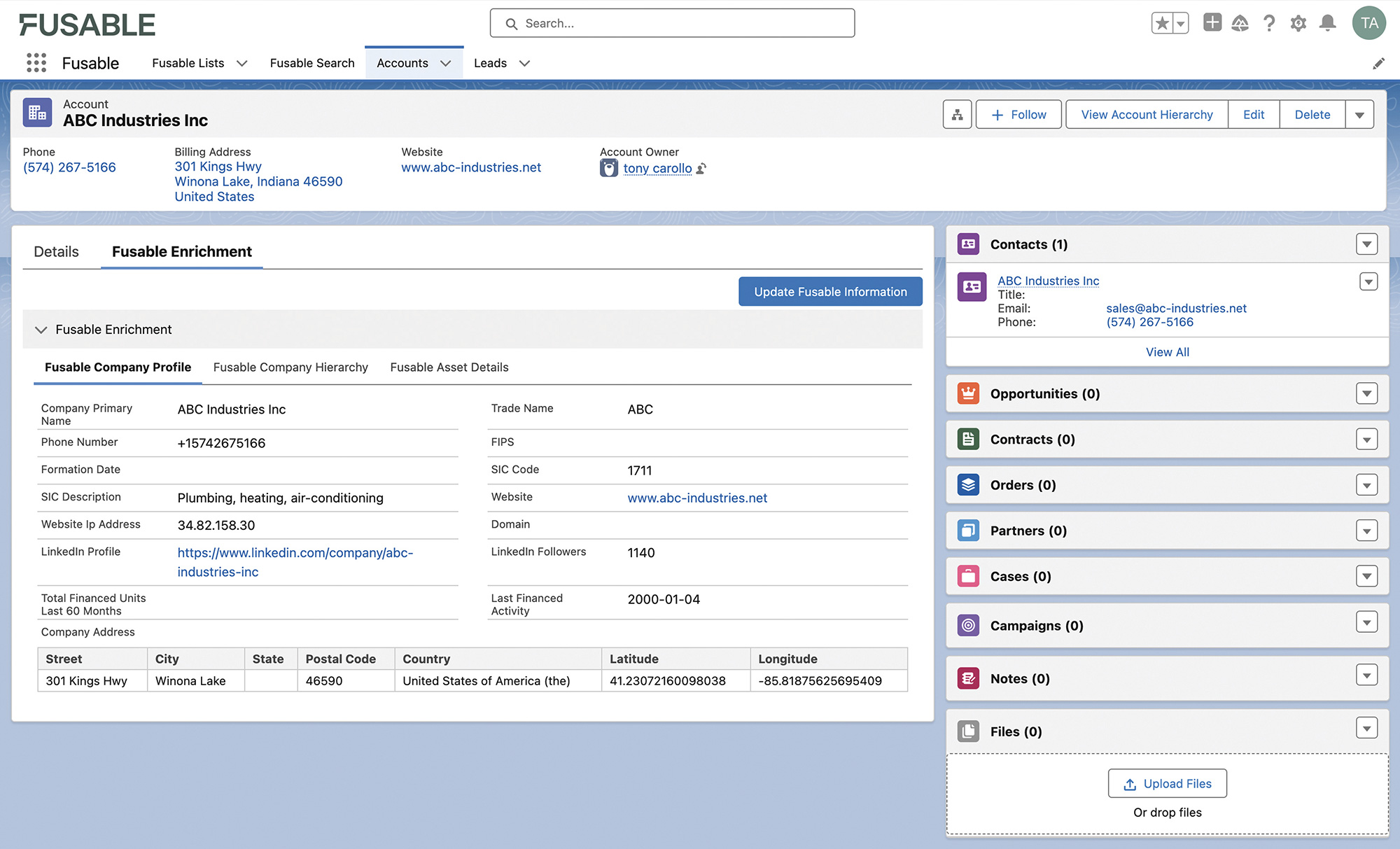 salesforce capabilities data enrichment screen grab