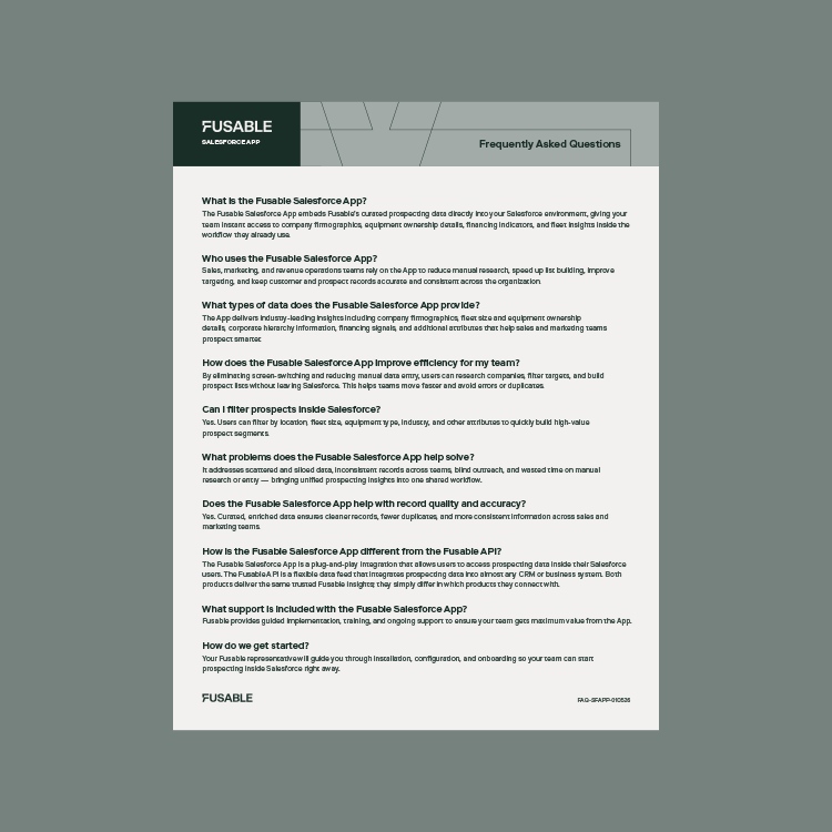 Fusable Salesforce App FAQ