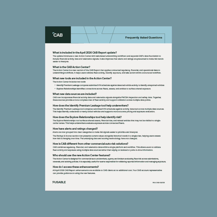 CAB Report Additions FAQ