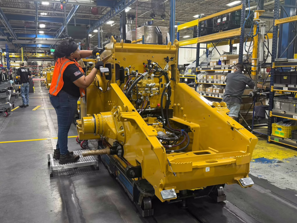 Working on a Cat 275 at Caterpillar's plant in Sanford, North Carolina, where the company seeks to hire 600 workers.
