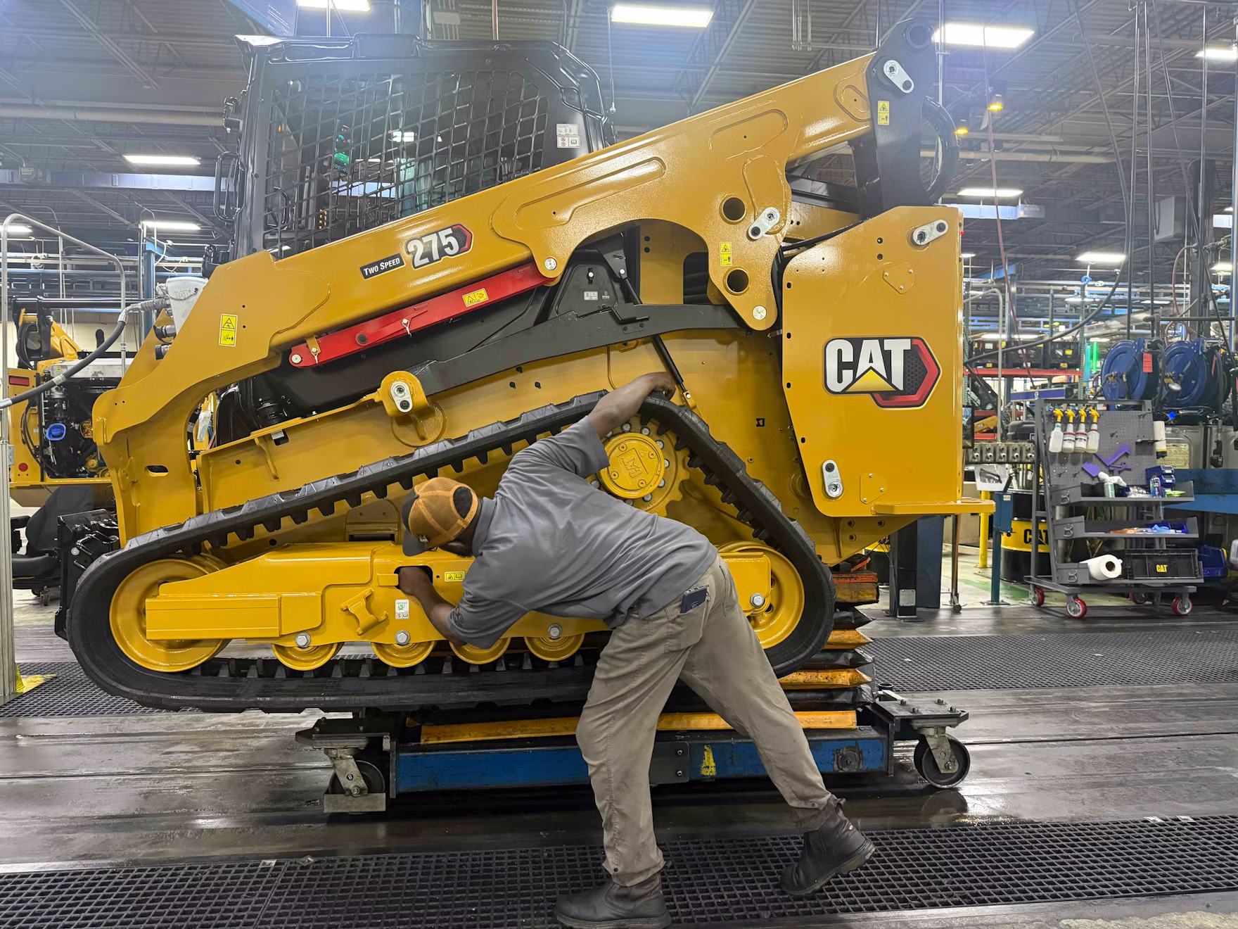 Working on a Cat 275 at Caterpillar's plant in Sanford, North Carolina, where the company seeks to hire 600 workers.
