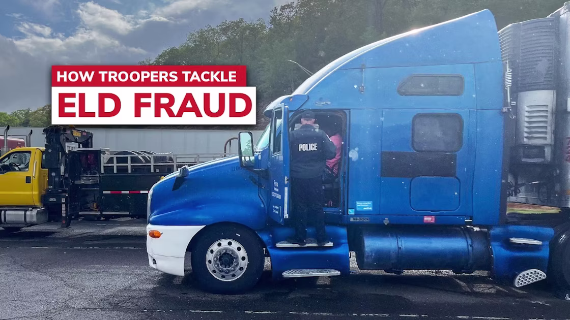 How Troopers Tackle ELD Fraud featuring blue semi truck